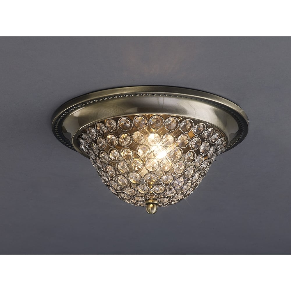 IL31132 Paloma Ceiling 3 Light Large Antique Brass/crystal