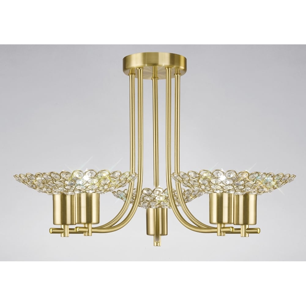 IL20602 Ellen Semi Ceiling Satin Brass/crystal