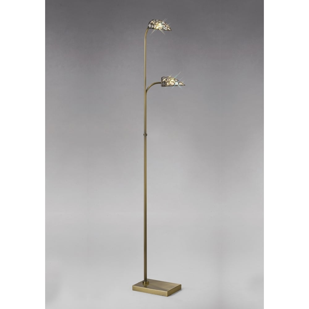 IL20704 Ashton Floor Lamp Antique Brass/crystal