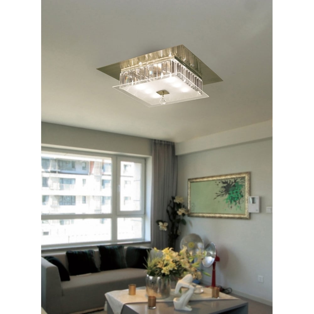 IL30248 Tosca Ceiling Square Antique Brass/crystal