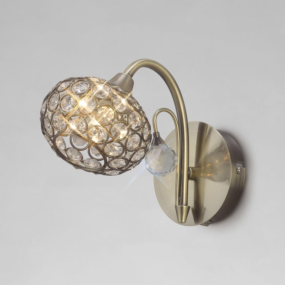 IL30941 Cara Wall Lamp Antique Brass/crystal