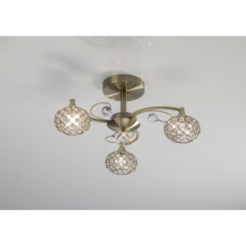 IL30943 Cara Semi Ceiling Antique Brass/crystal