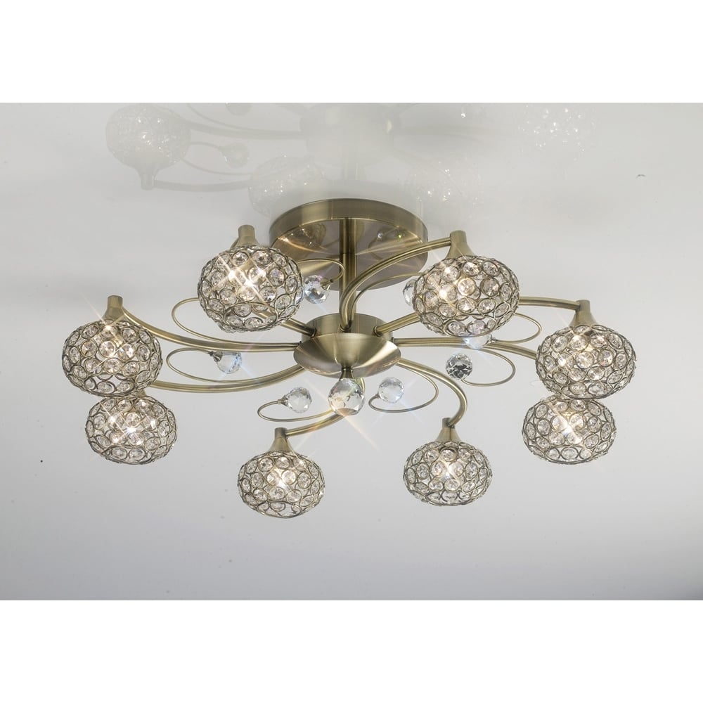 IL30948 Cara Semi Ceiling Antique Brass/crystal