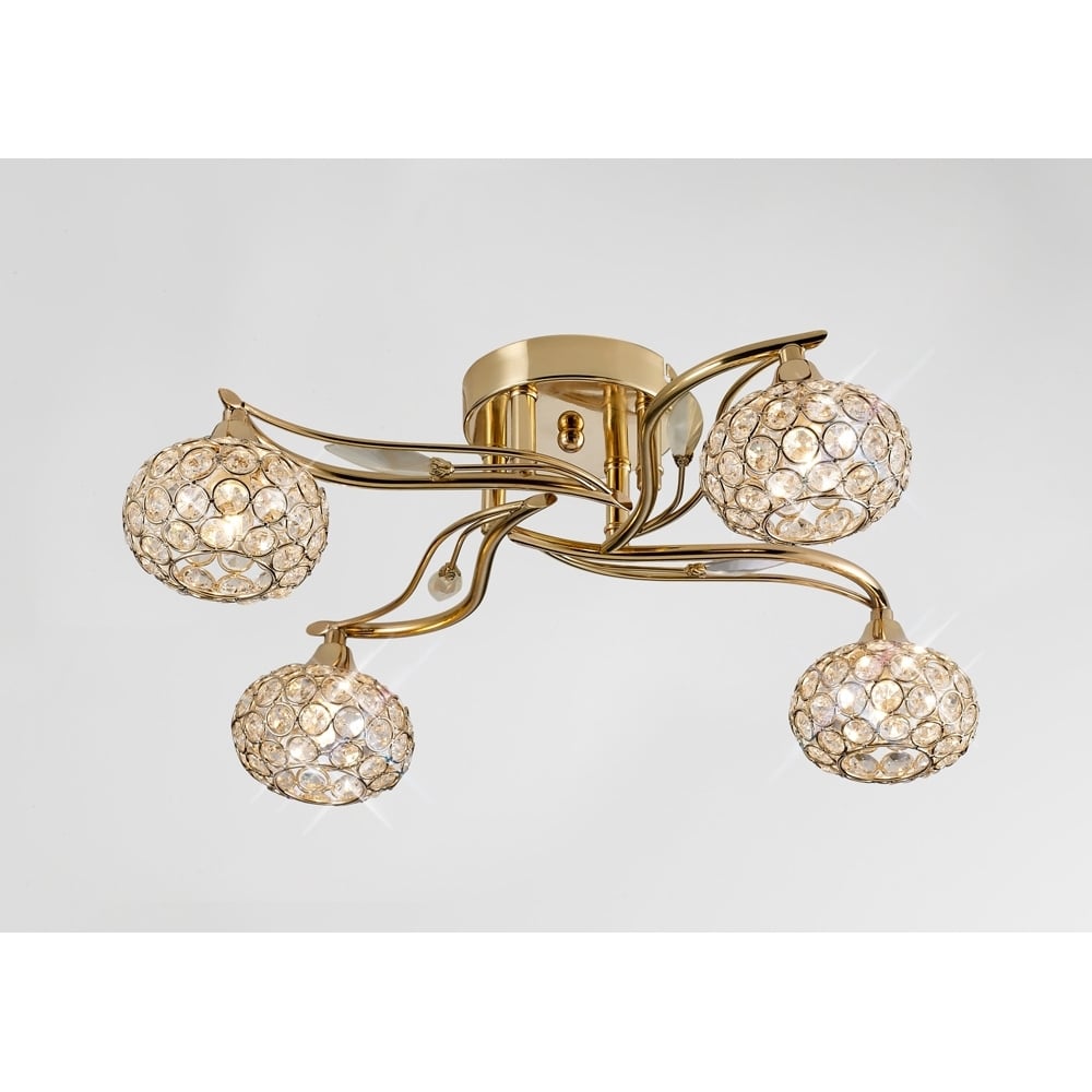 IL30964 Leimo Ceiling 4 Light French Gold/crystal