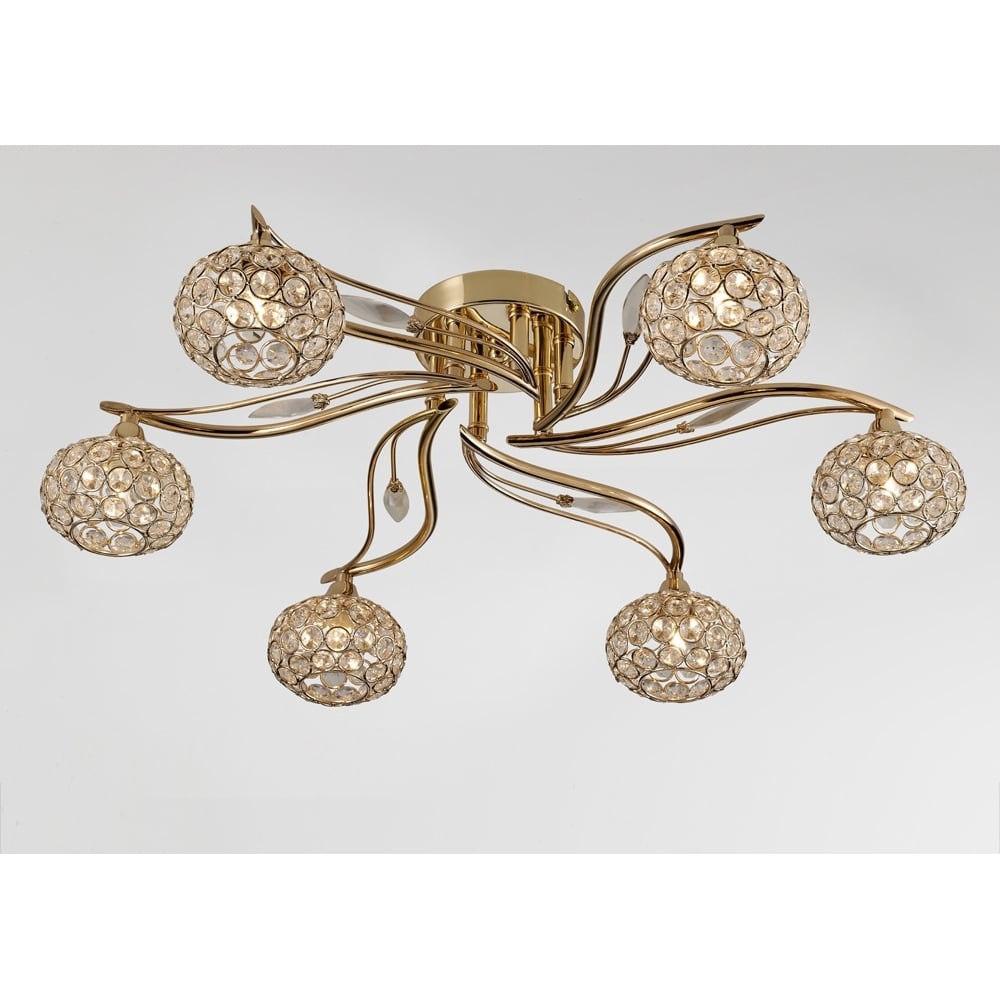 IL30966 Leimo Ceiling 6 Light French Gold/crystal
