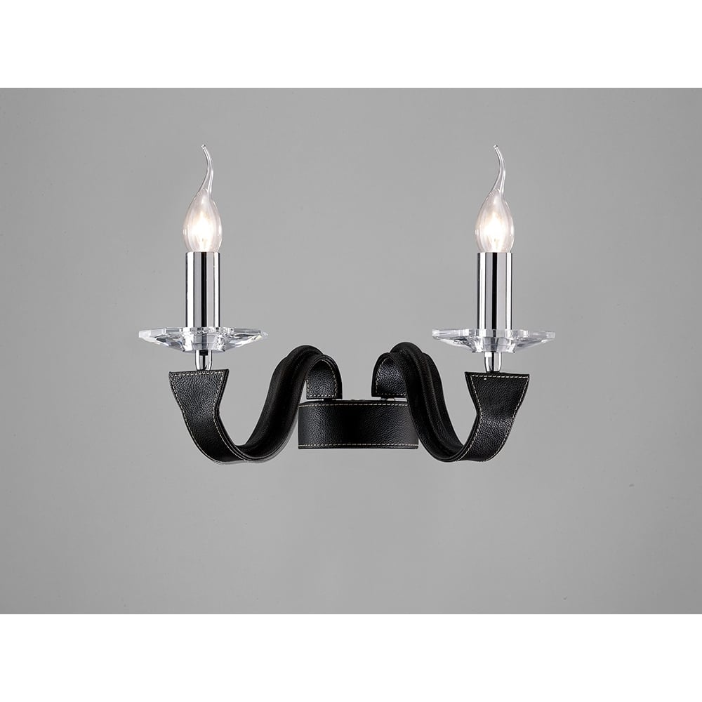 IL31032 Nardini Wall Lamp Black Leather/crystal