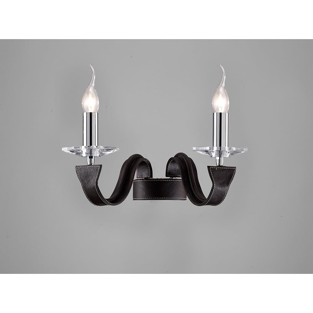 IL31042 Nardini Wall Lamp Brown Leather/crystal