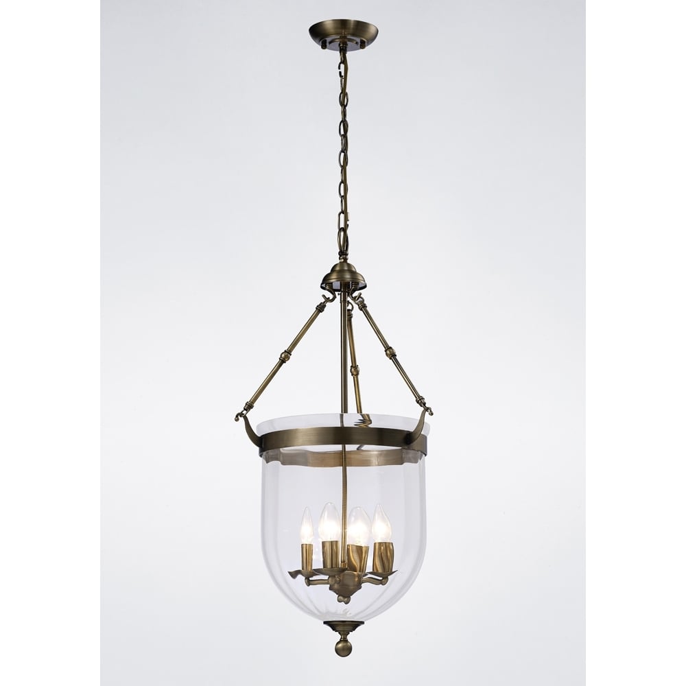 IL31077 Aubrey Pendant Antique Brass/glass