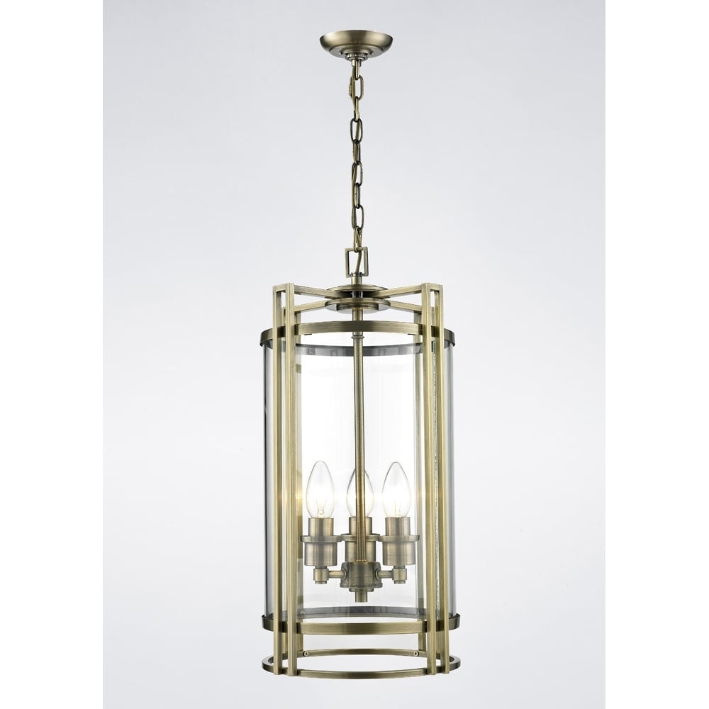 IL31092 Eaton Pendant Antique Brass/glass