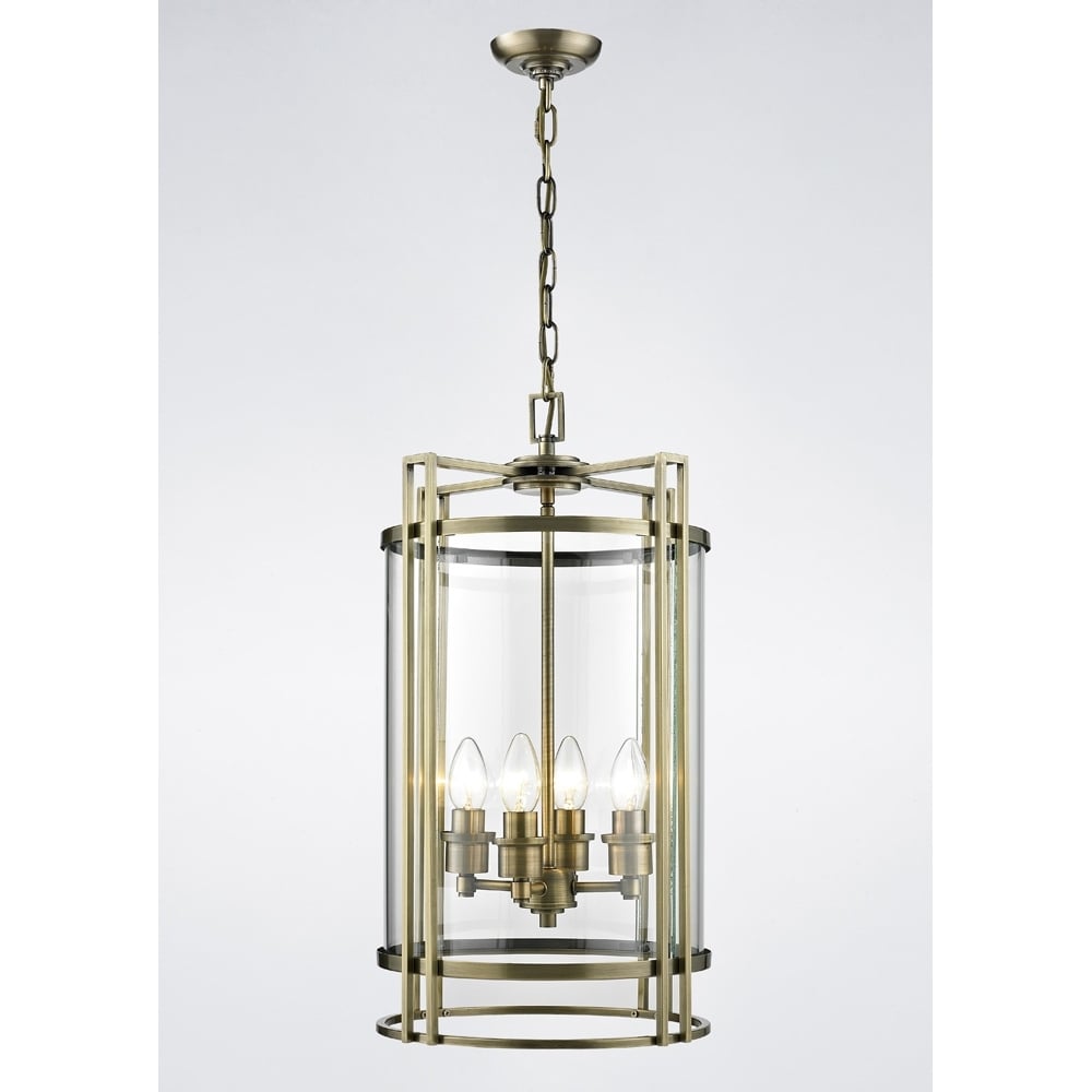 IL31093 Eaton Pendant Antique Brass/glass