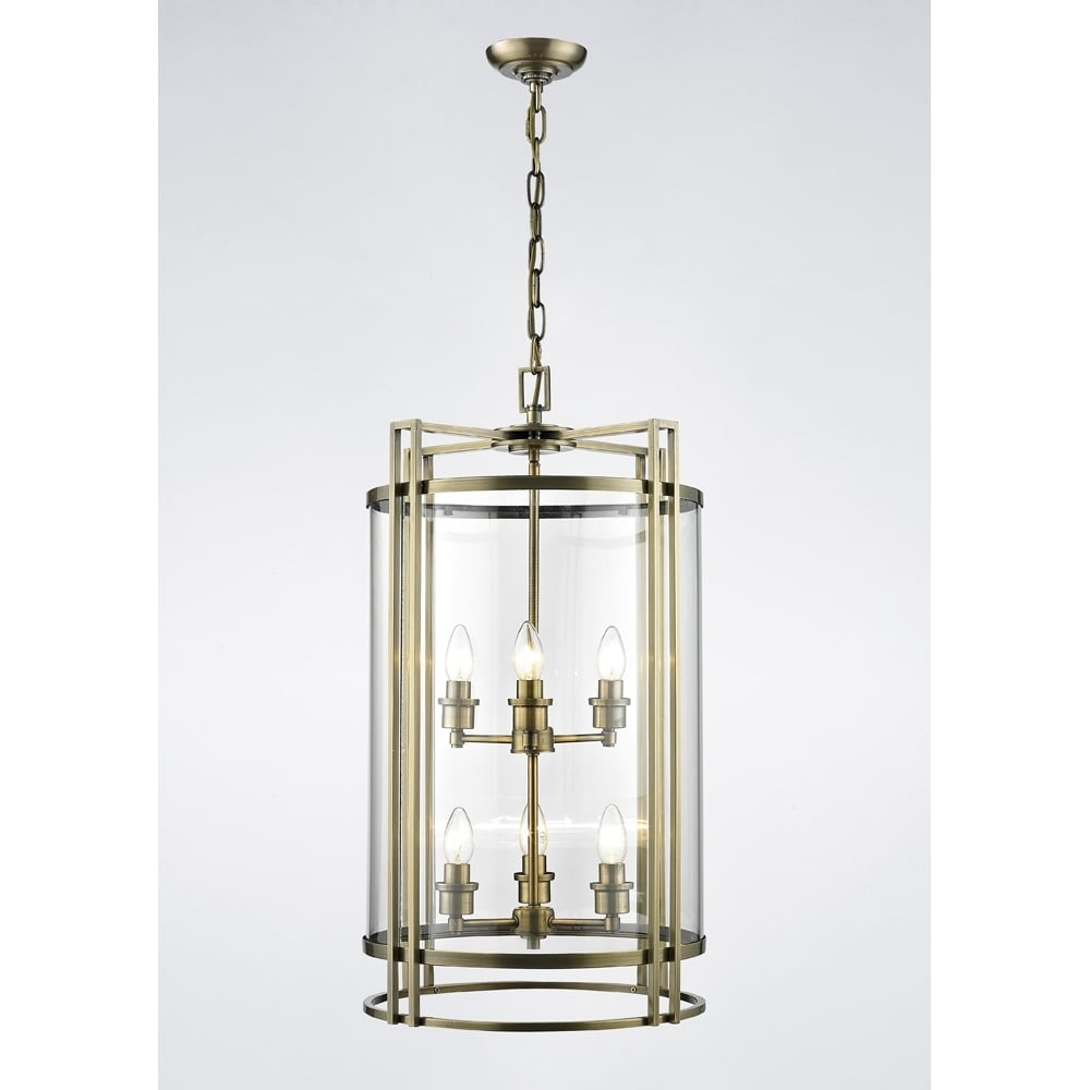 IL31094 Eaton Pendant Antique Brass/glass