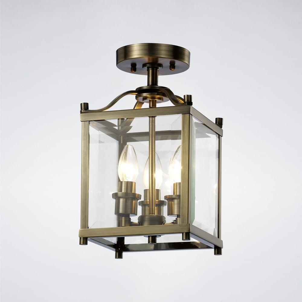 IL31110 Aston Semi Ceiling Antique Brass/glass
