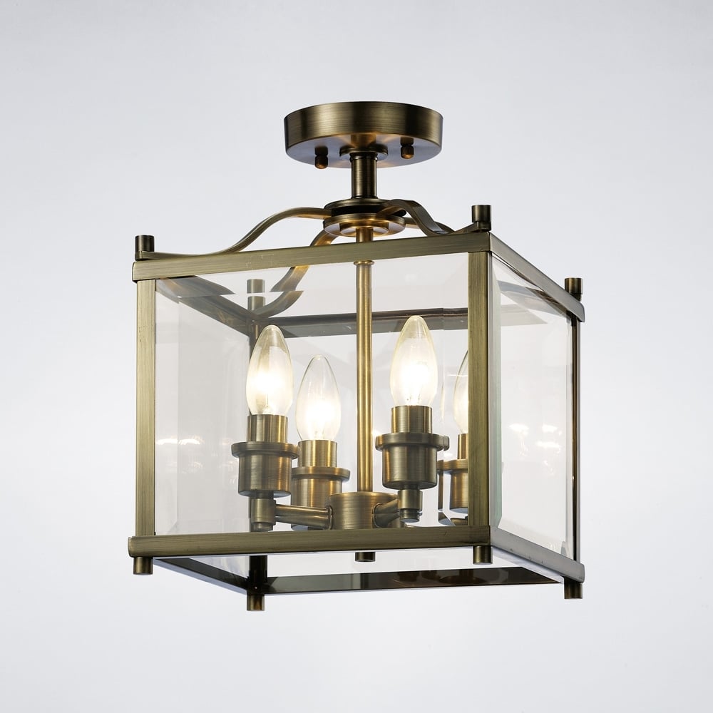 IL31111 Aston Semi Ceiling Antique Brass/glass