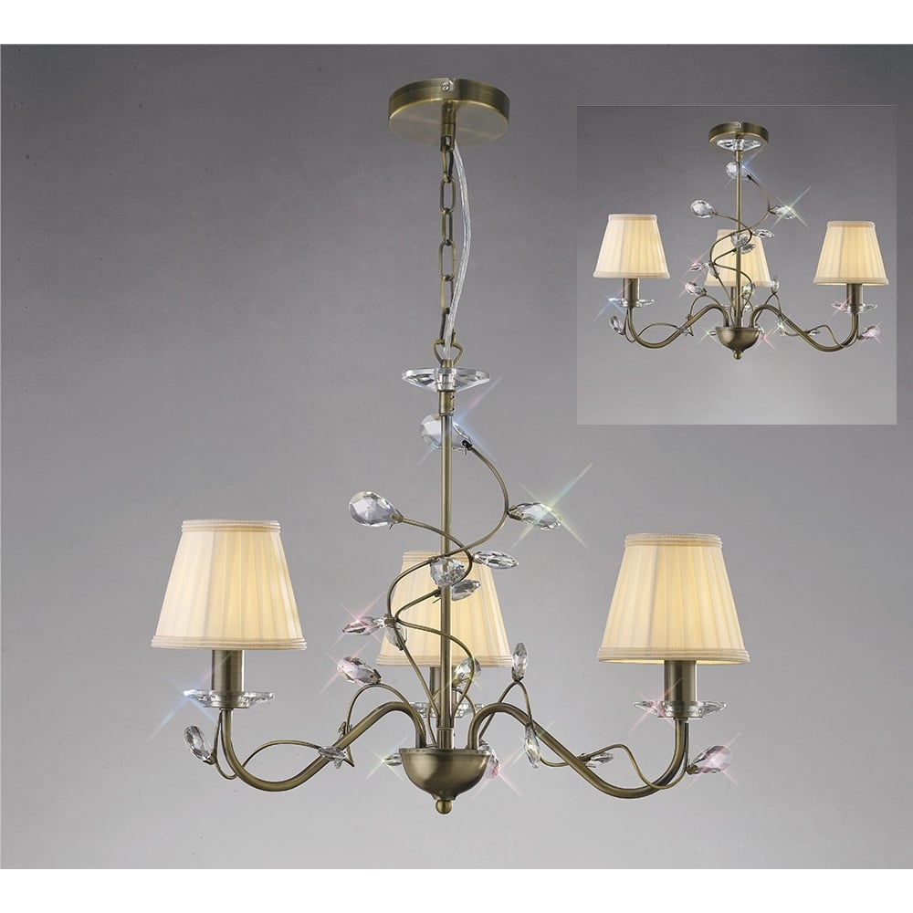 IL31223 Willow Pendant Antique Brass/crystal