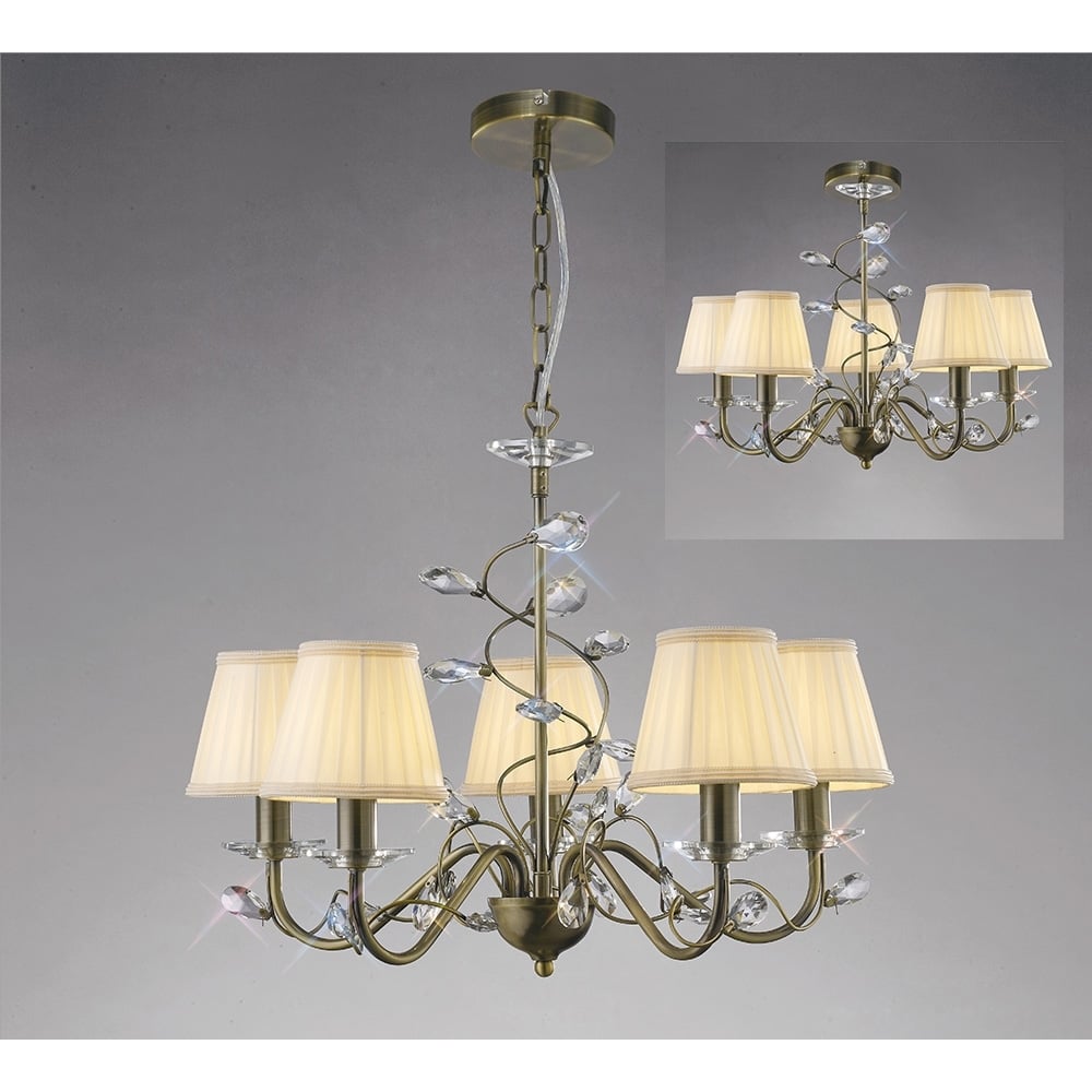 IL31225 Willow Pendant Antique Brass/crystal (S)