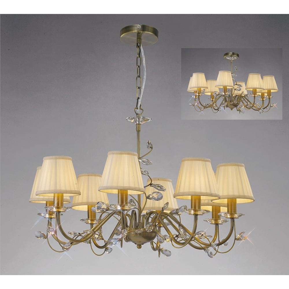 IL31228 Willow Pendant Antique Brass/crystal