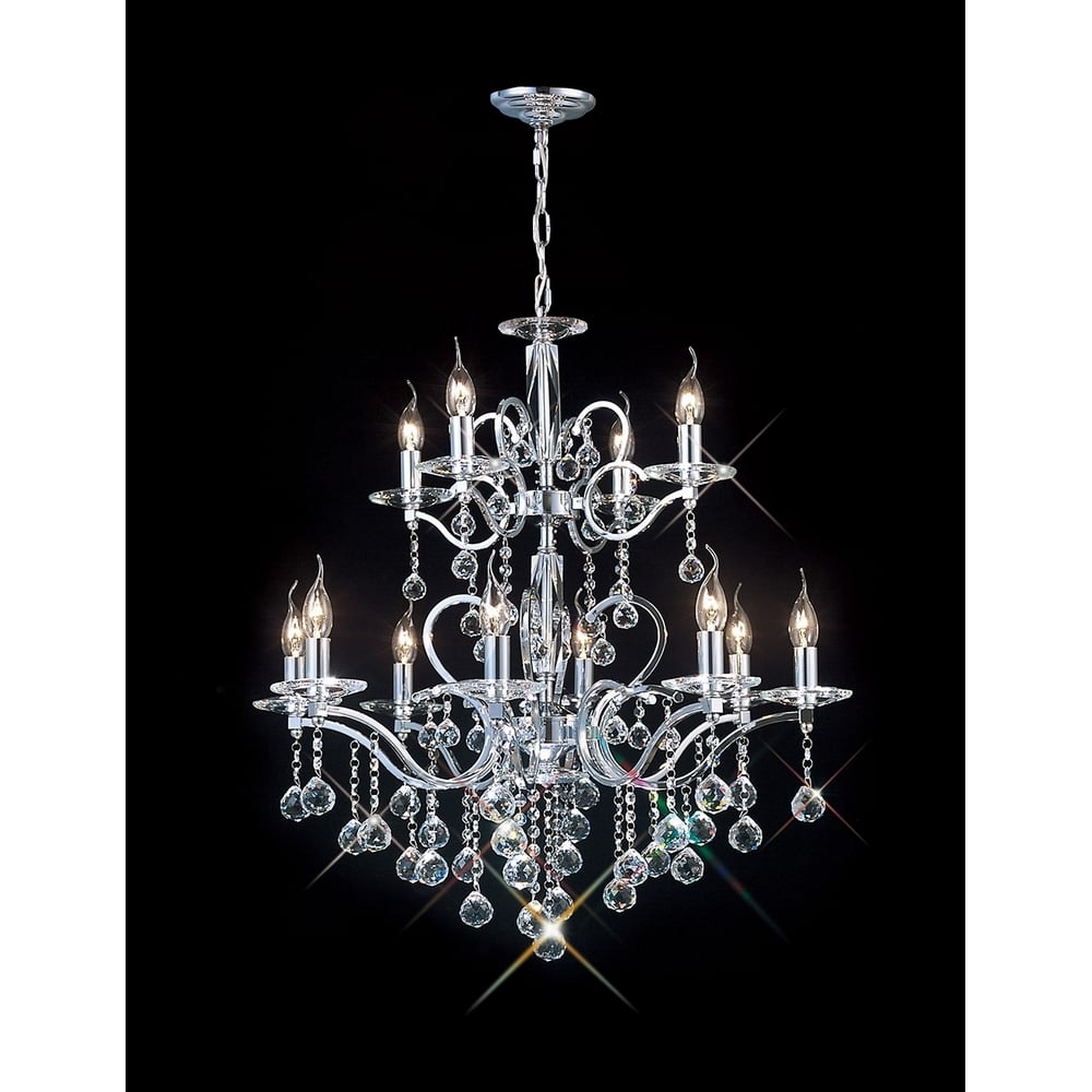 IL30128+4 Zinta Crystal Pendant 12 Light Chrome