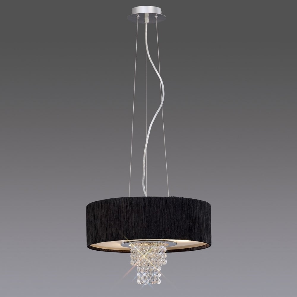 IL30272/BL Nerissa Pendant Polished Chrome/crystal With Black Shade