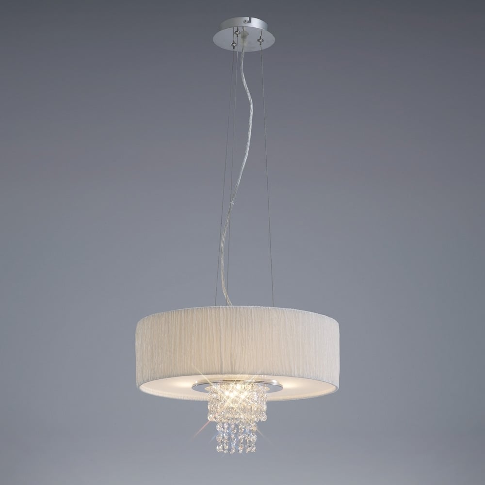 IL30272/WH Nerissa Pendant Polished Chrome/crystal With White Shade