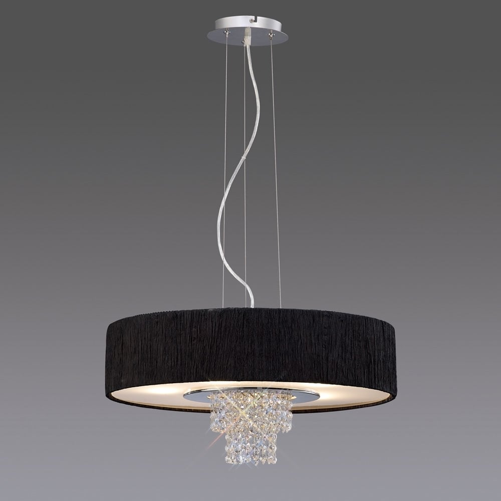 IL30273/BL Nerissa Pendant Polished Chrome/crystal With Black Shade