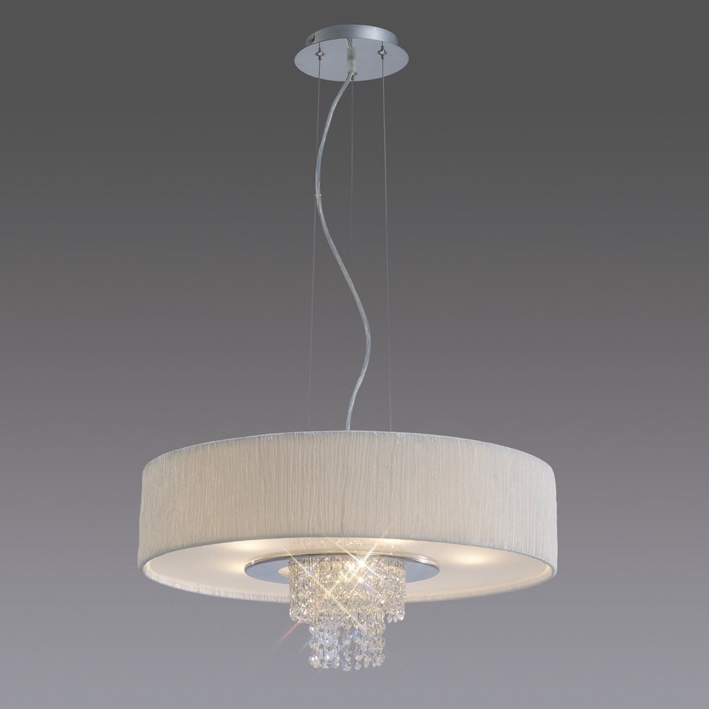 IL30273/WH Nerissa Pendant Polished Chrome/crystal With White Shade
