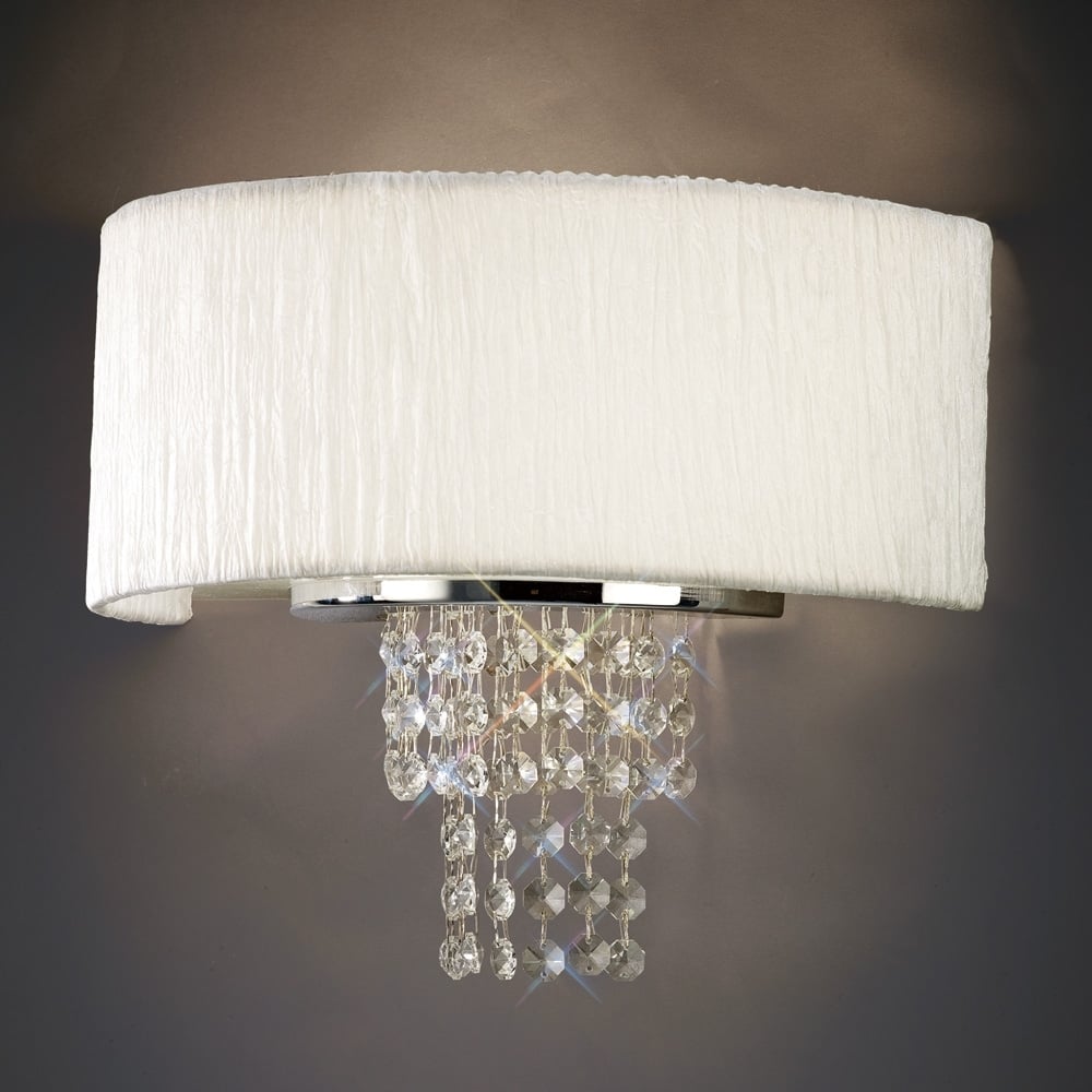 IL30271/WH Nerissa Wall Lamp Polished Chrome/crystal With White Shade