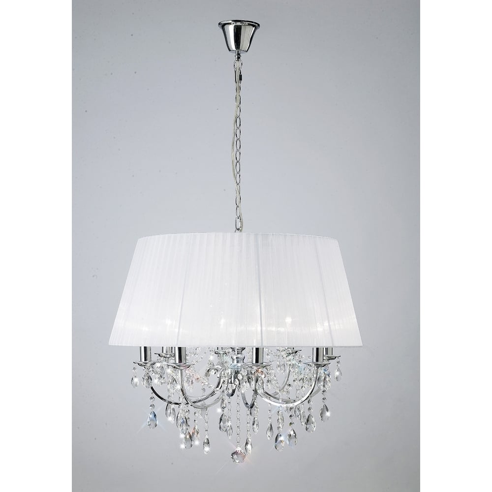 IL30056/WH Olivia Pendant White Shade/crystal