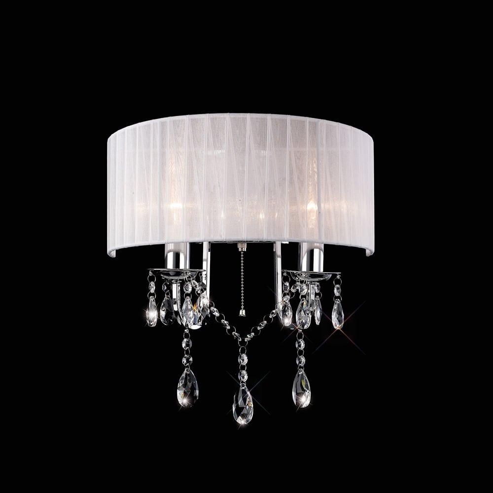 IL30061/WH Olivia Wall Lamp White Shade/crystal
