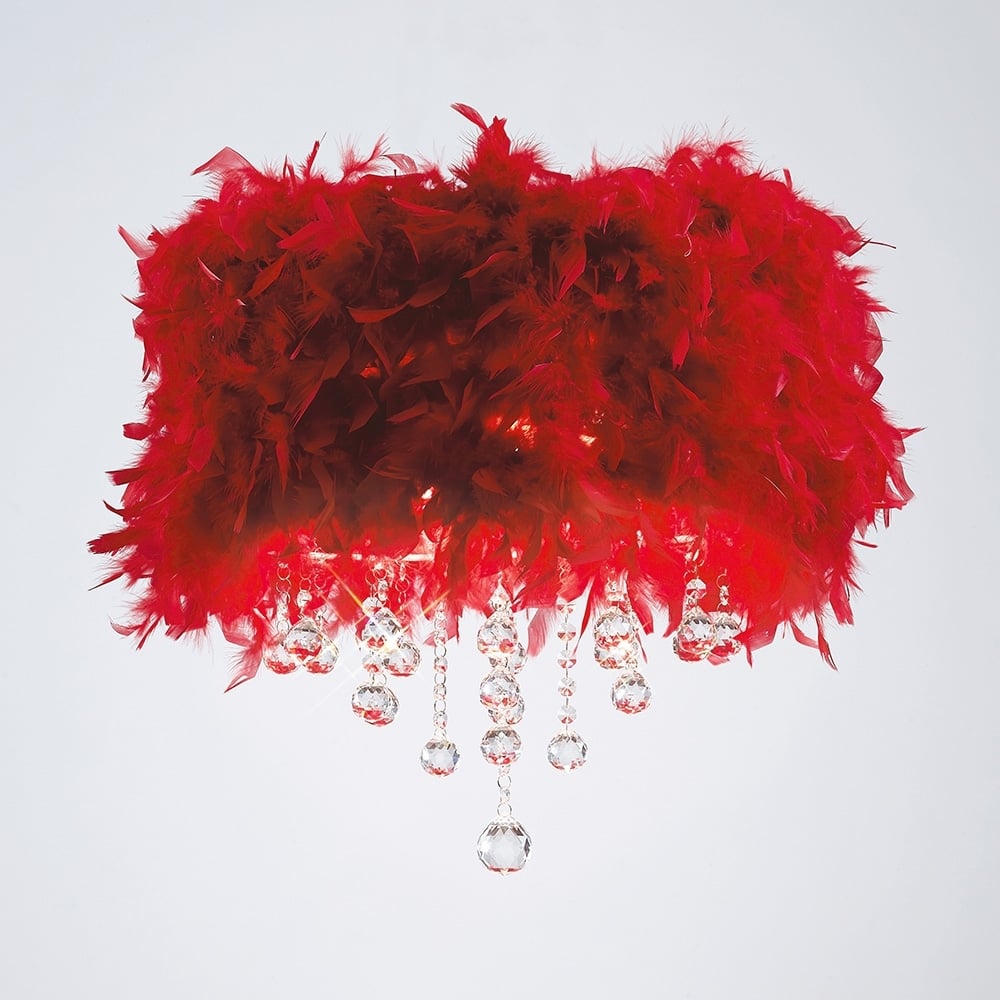 IL30741/RD Ibis Ceiling Red Feather Shade