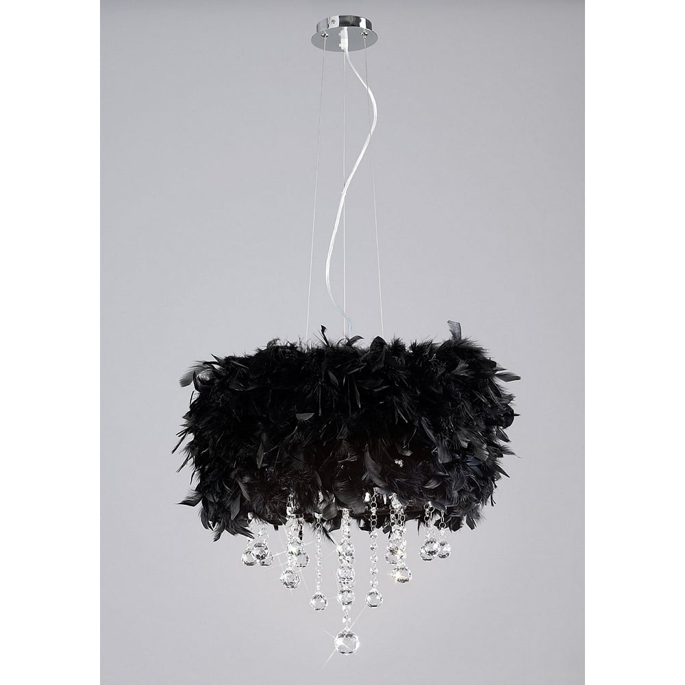 IL30742/BL Ibis Pendant Black Feather Shade