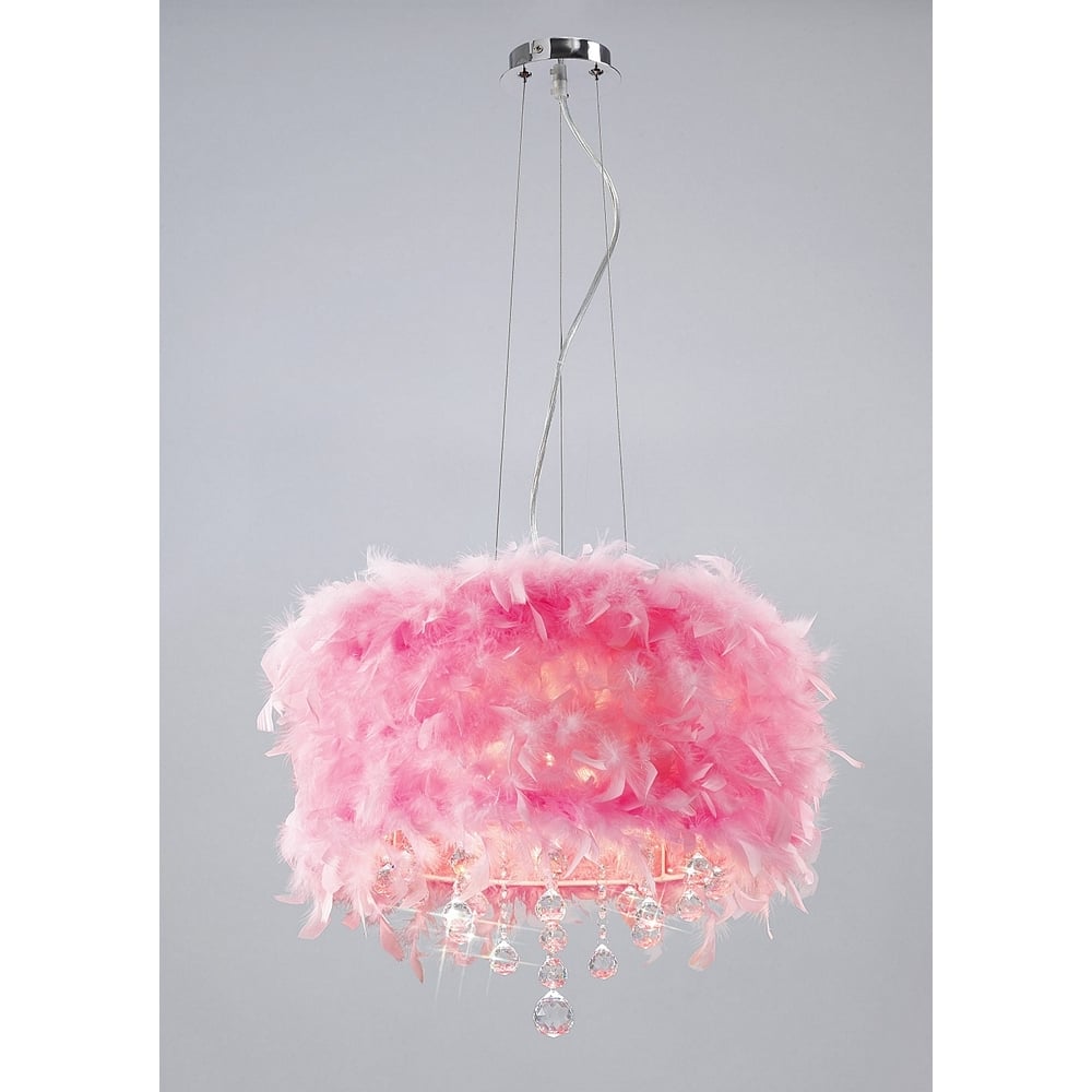 IL30742/PI Ibis Pendant Pink Feather Shade