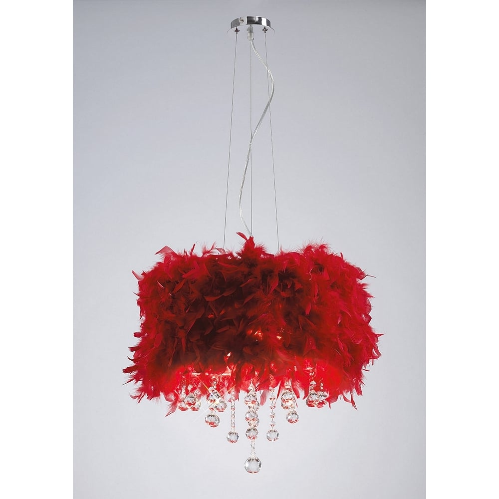 IL30742/RD Ibis Pendant Red Feather Shade