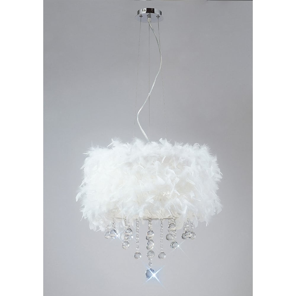 IL30742/WH Ibis Pendant White Feather Shade
