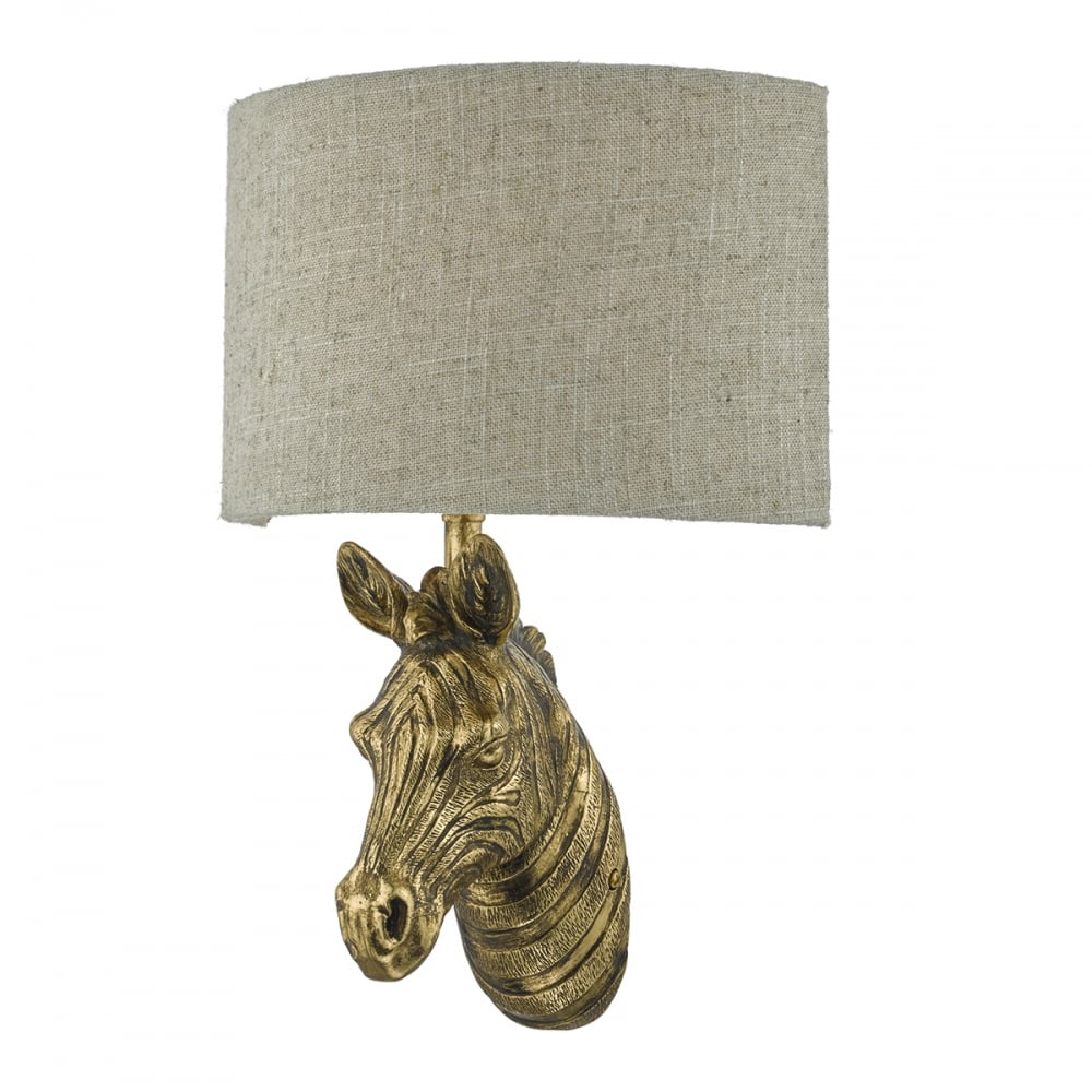 Dar ABB0735 Abby 1 Light Wall Light Zebra Gold With Shade