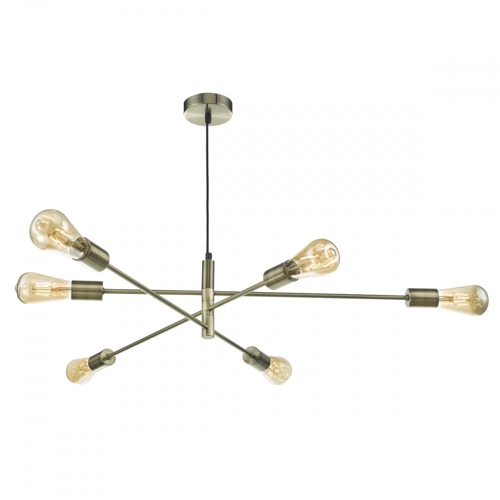Dar ALA0675 Alana 6 Light Adjustable Pendant Antique Brass