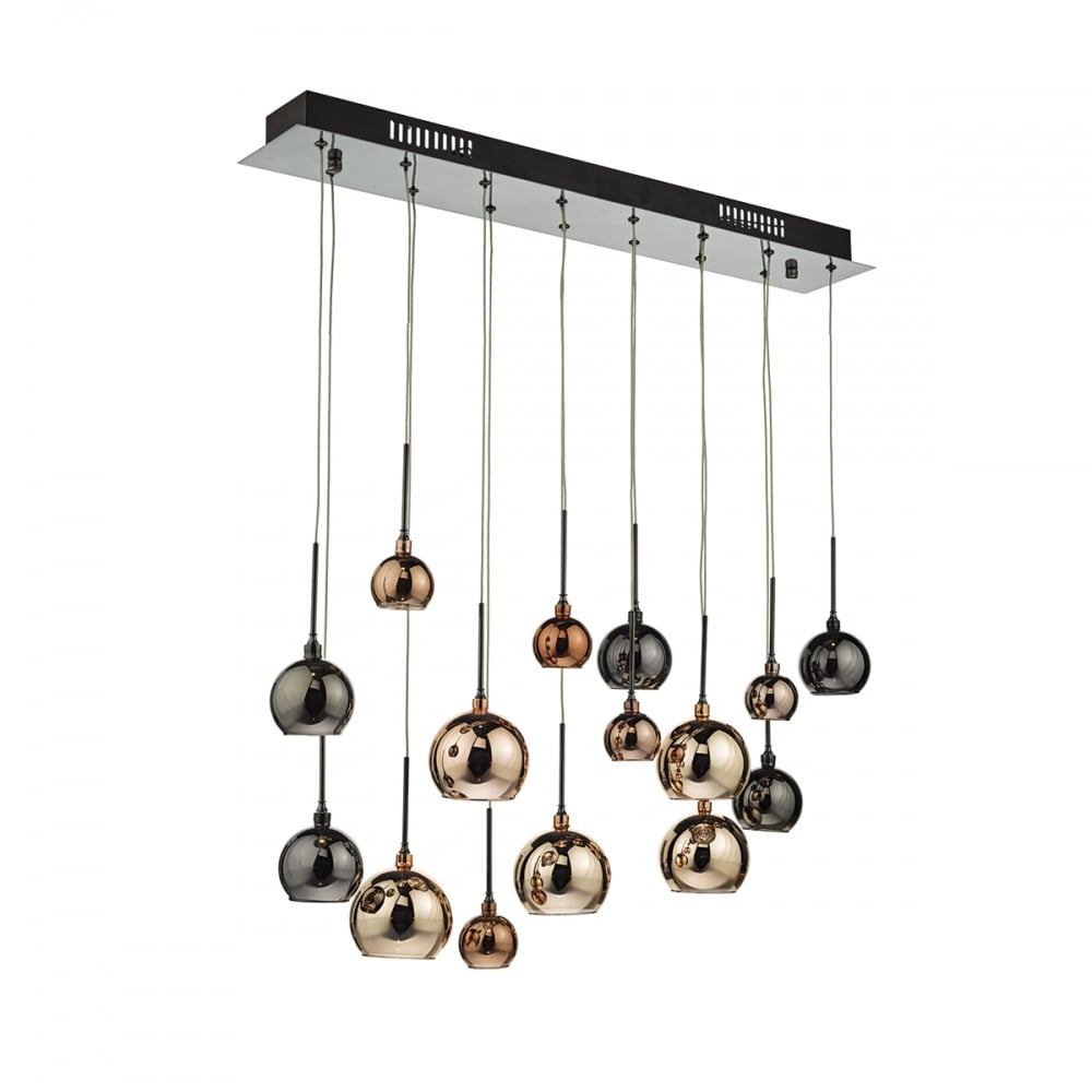 Dar AUR6264 Aurelia 15 Light Bar Pendant Copper Dark Copper And Bronze