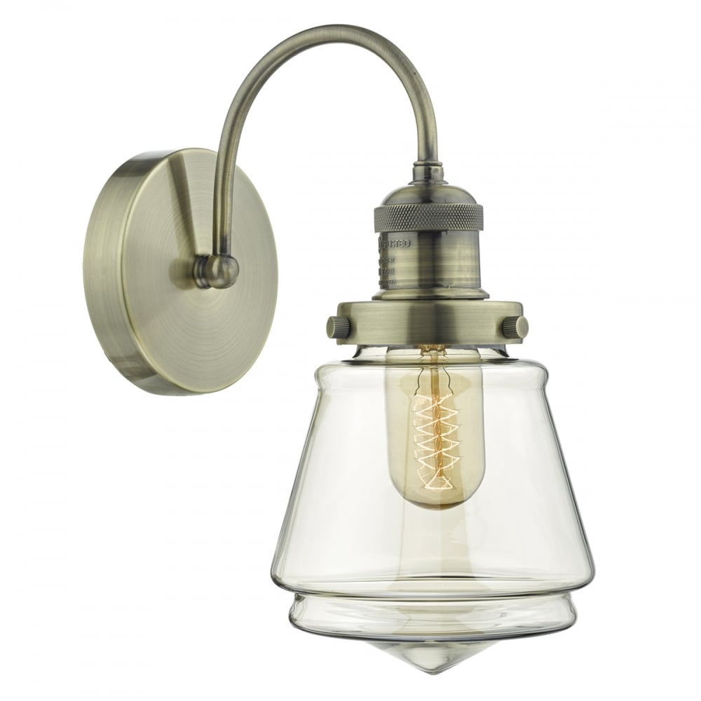 Dar CUR0775 Curtis 1 Light Wall Light Antique Brass/ Champagne