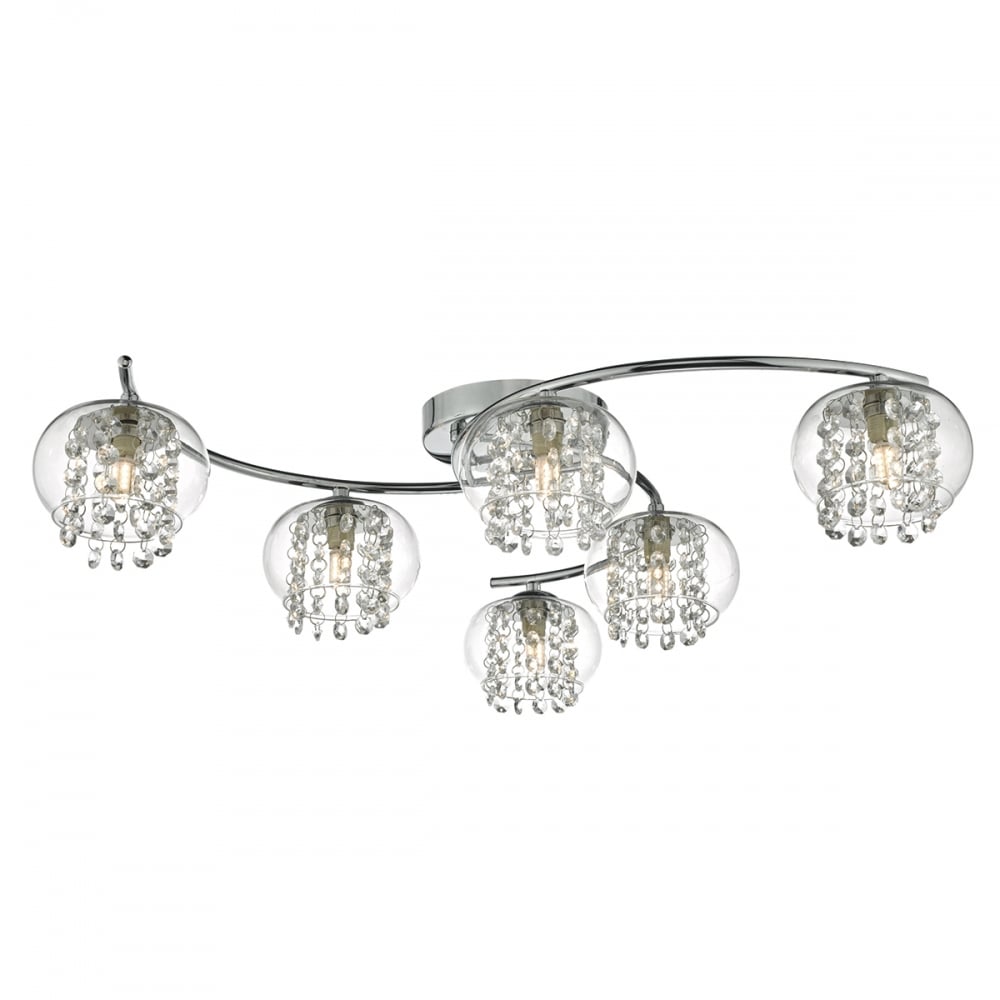 Dar ELM6450 Elma 6 Light Semi Flush Polished Chrome