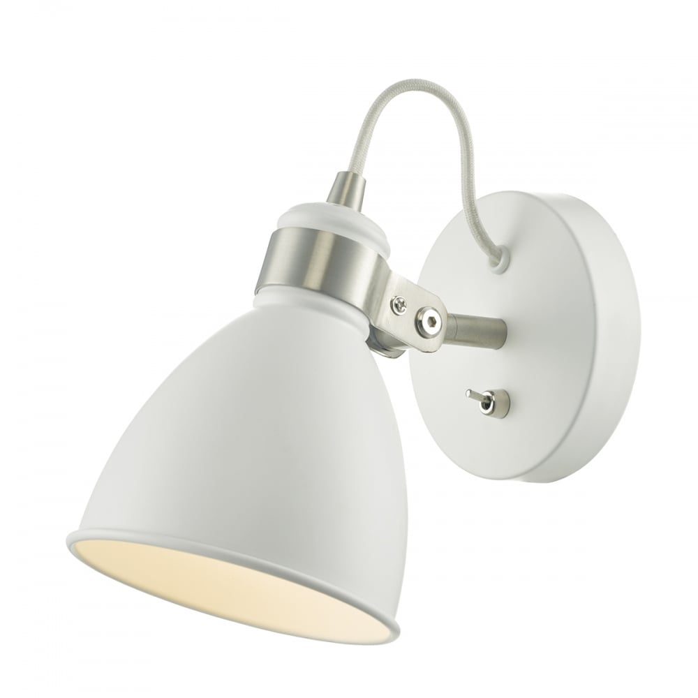 Dar FRE0702 Frederick 1 Light Wall Light White / Satin Chrome
