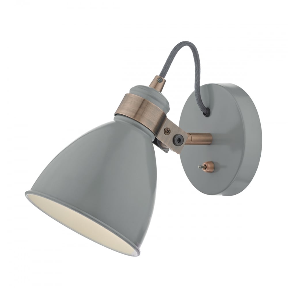 Dar FRE0739 Frederick 1 Light Wall Light Gloss Grey/ Copper