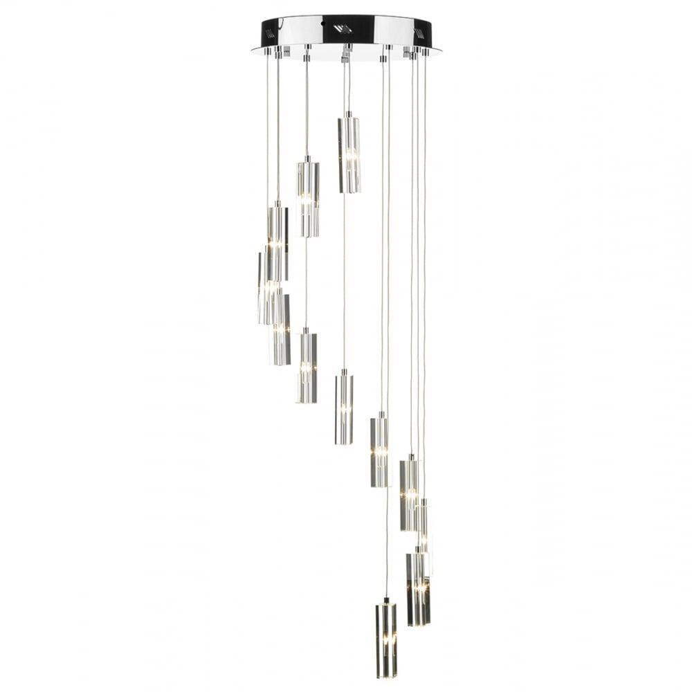 Dar GAL1250/LED Galileo 12 Light Stair Cluster Polished Chrome LED