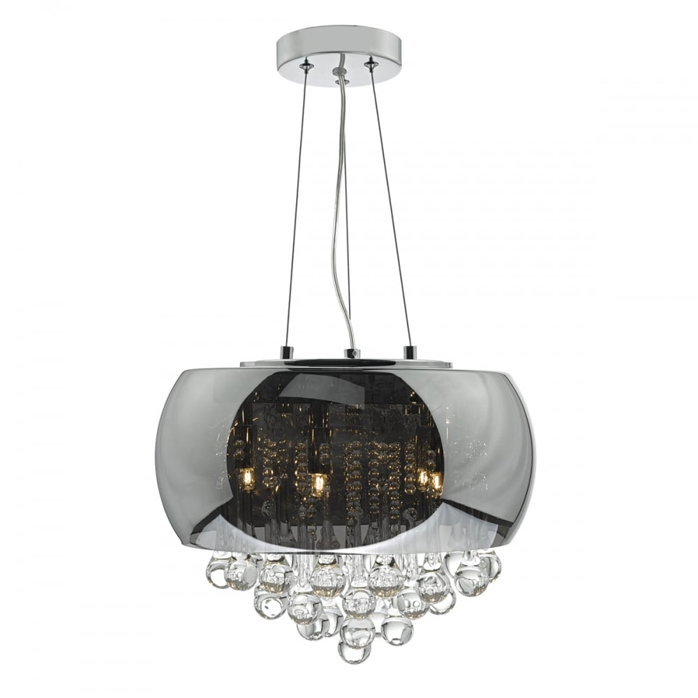 Dar GIS0510 Giselle 5 Light Pendant Smoked/ Clear