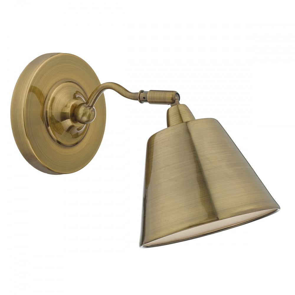 Dar KEM0775 Kempten 1 Light Wall Bracket Antique Brass