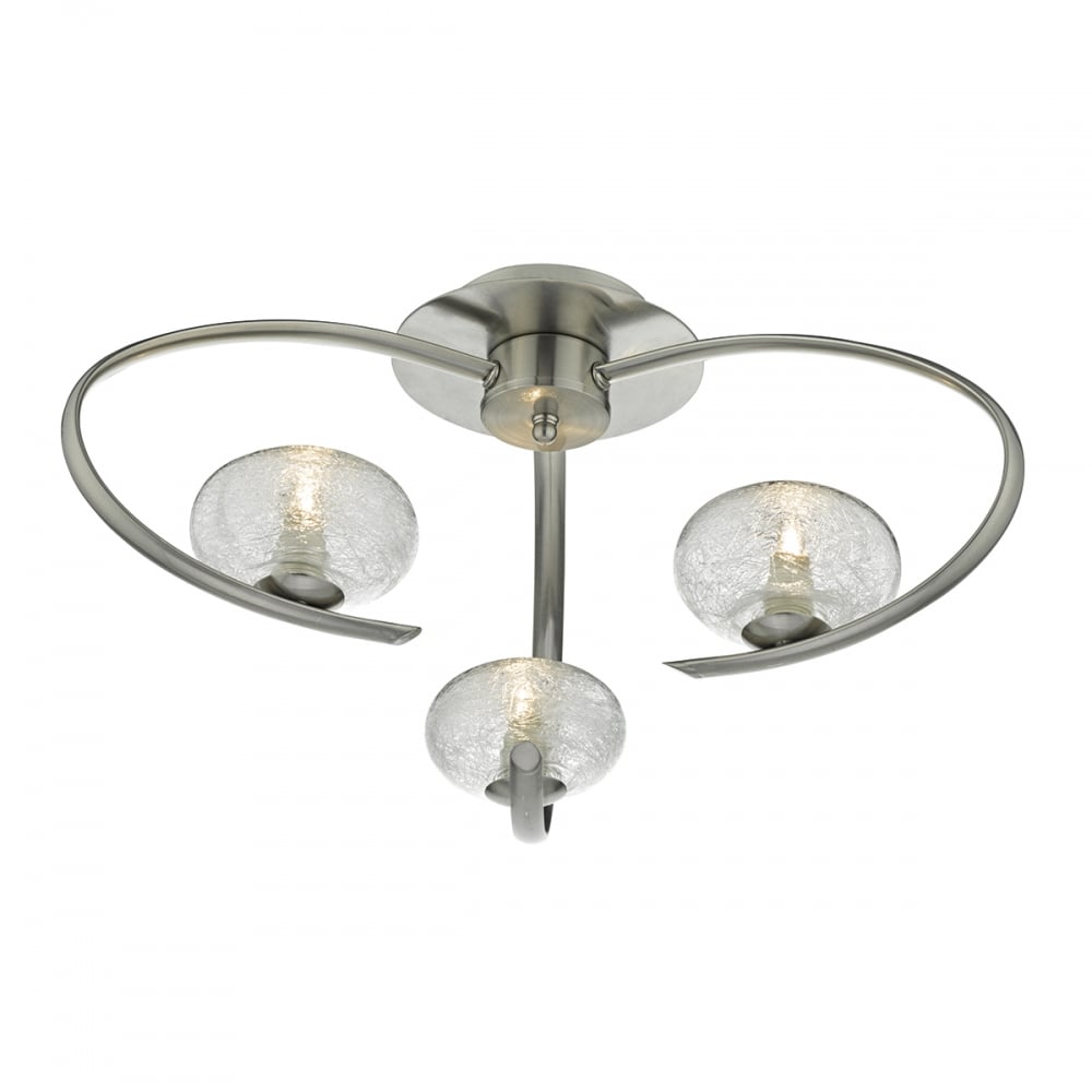 Dar LEI5346 Leighton 3 Light Semi Flush Satin Chrome