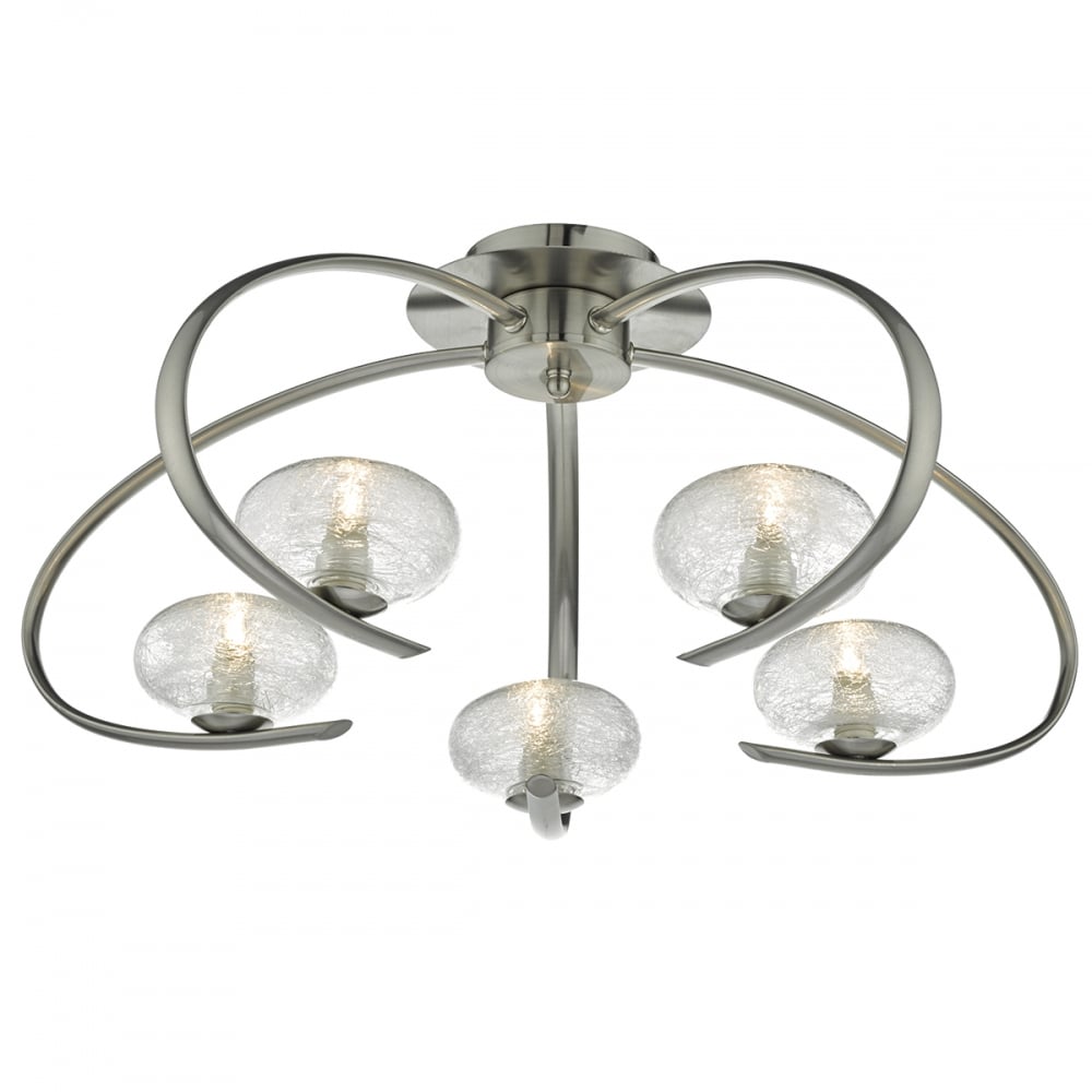 Dar LEI5446 Leighton 5 Light Semi Flush Satin Chrome