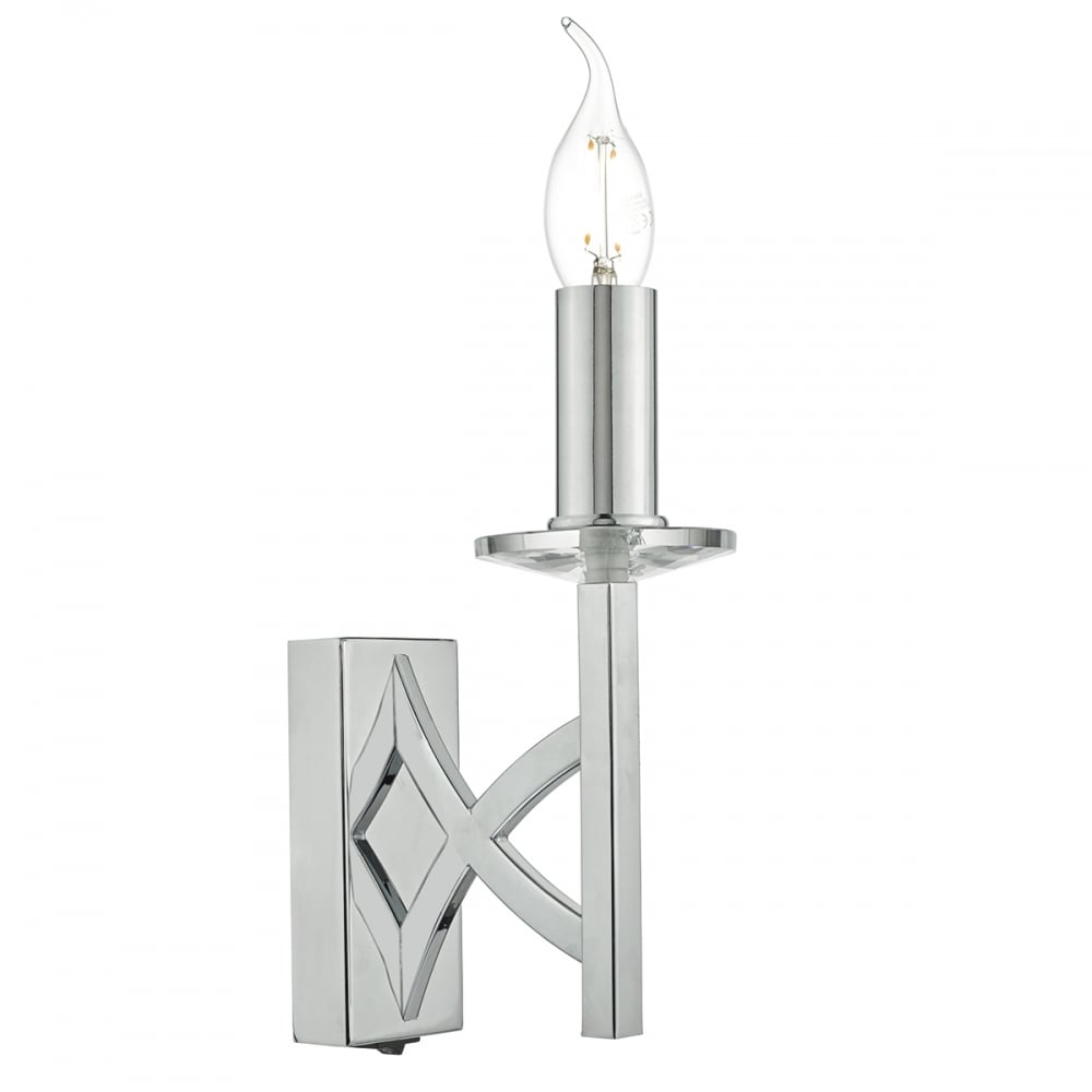 Dar LYO0750 Lyon Single Wall Bracket Polished Chrome/Crystal