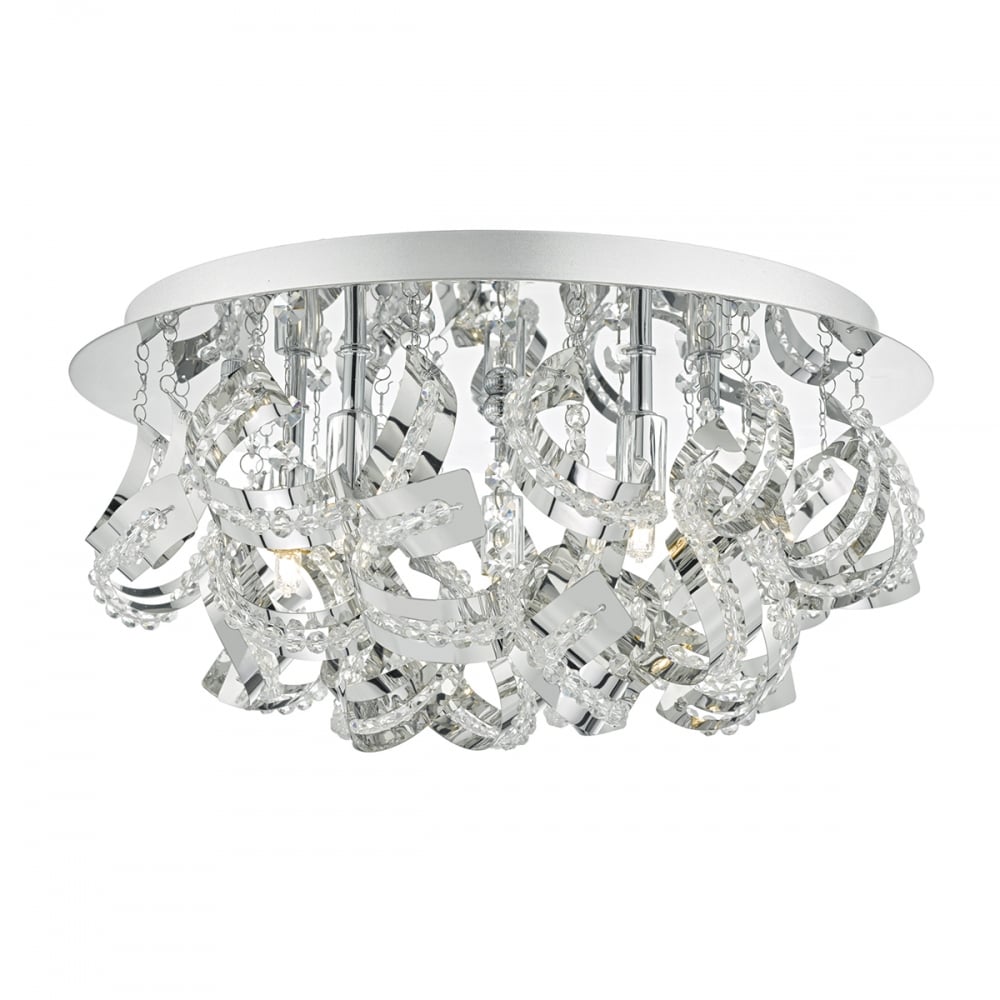 Dar MEZ5050 Mezen 5 Light Flush Polished Chrome/ Crystal