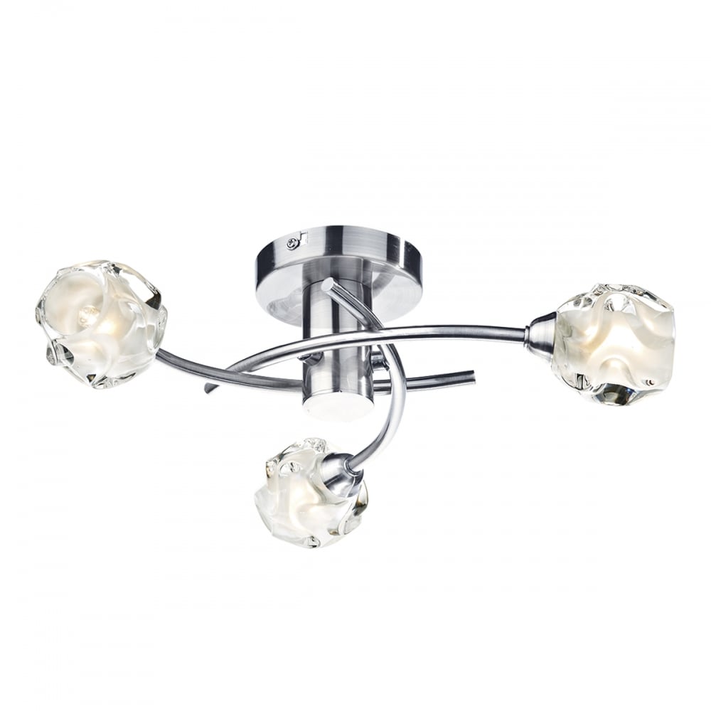 Dar SEA5346 Seattle 3 Light Semi Flush Satin Chrome