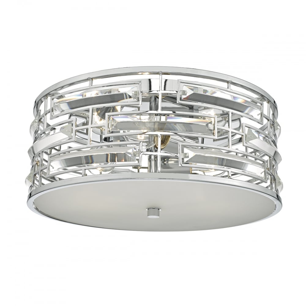Dar SEV5250 Seville 3 Light Flush Polished Chrome Crystal