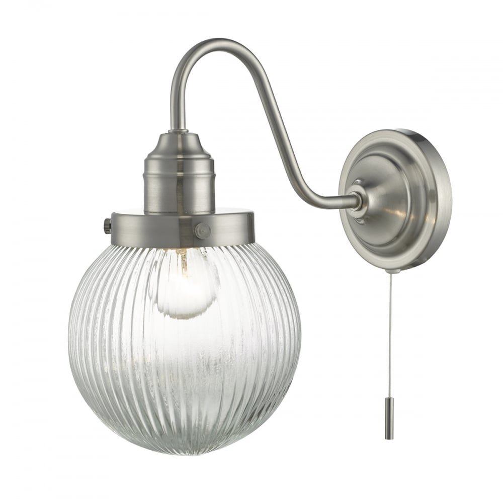 Dar TAM0738 Tamara 1 Light Wall Bracket Satin Nickel/ Clear